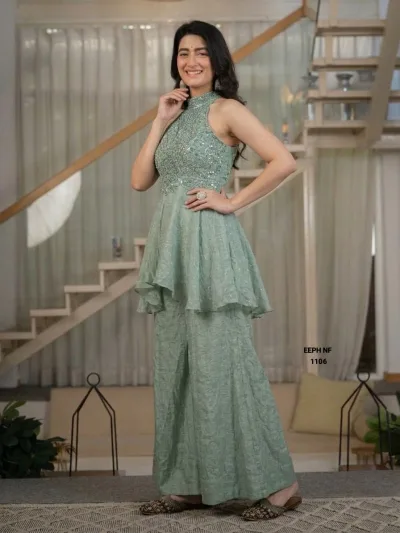 Luxury Embroidered Party Wear Peplum Co-Ord Set